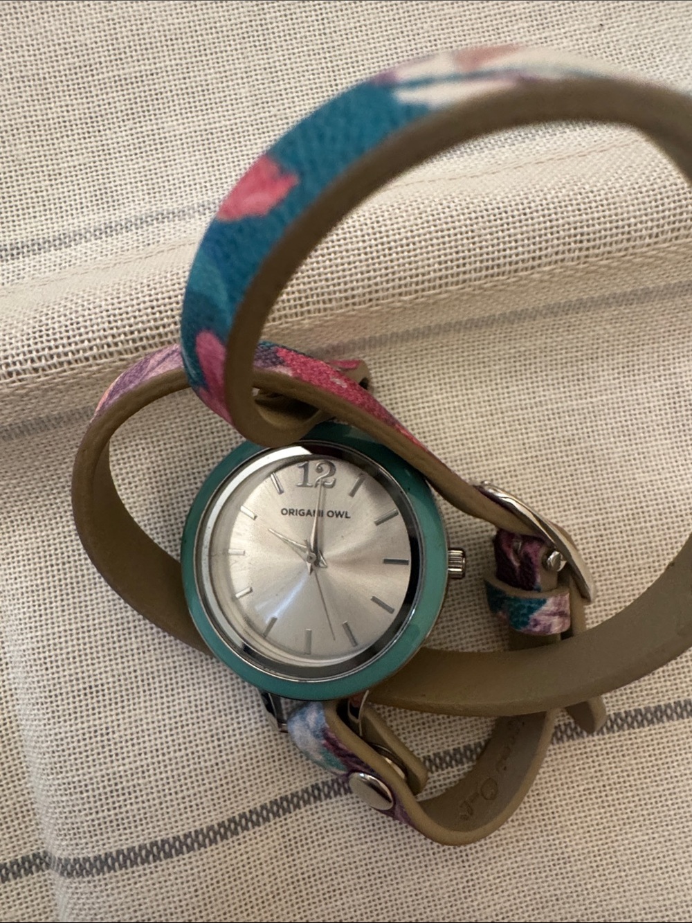 Origami owl watch Teal Floral Wrap Watch for Women needs new battery